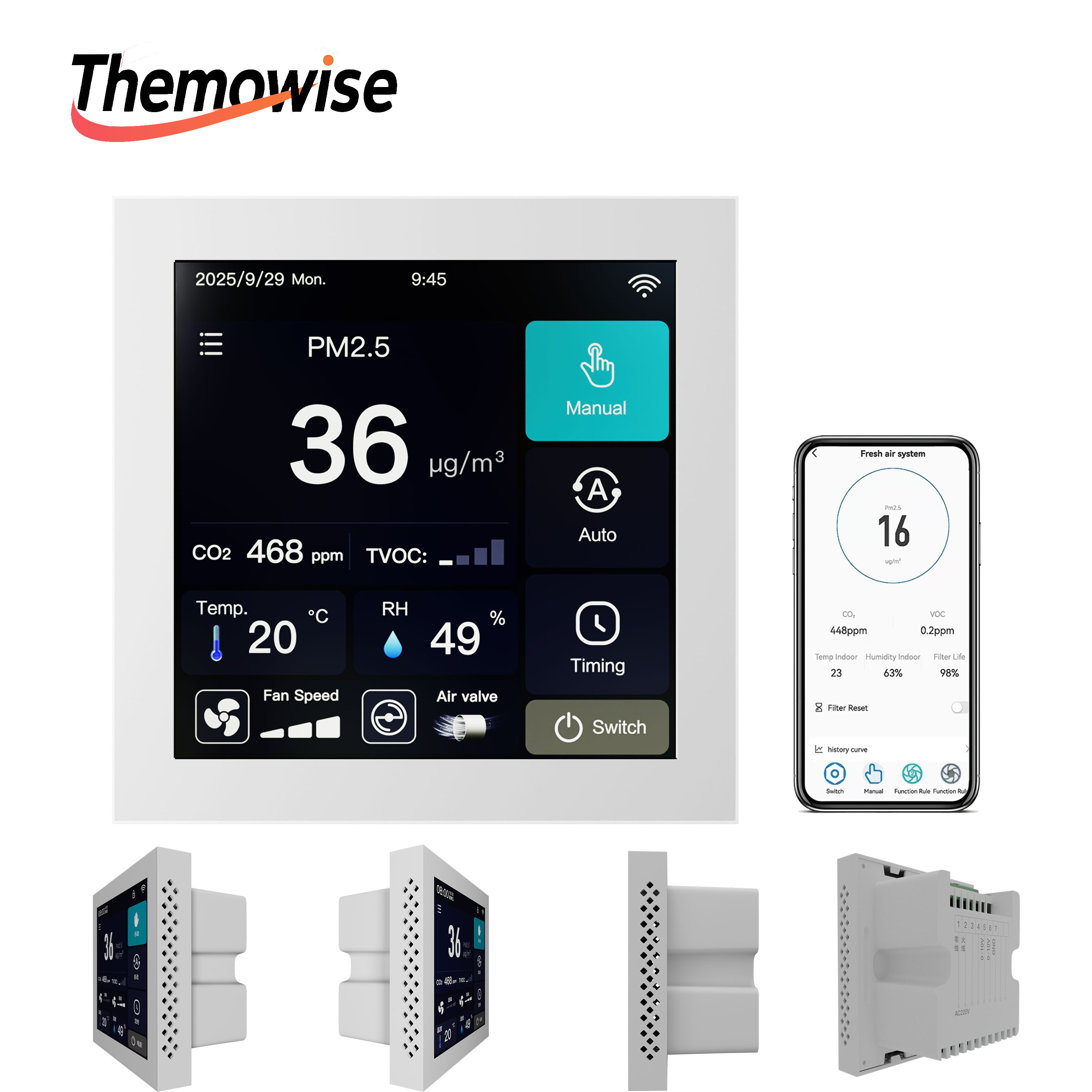 Smart Home Ventilation - ตัวควบคุมคุณภาพอากาศอัจฉริยะสำหรับบ้าน รองรับ WIFI สำหรับระบบระบายอากาศ AC/EC ควบคุม
