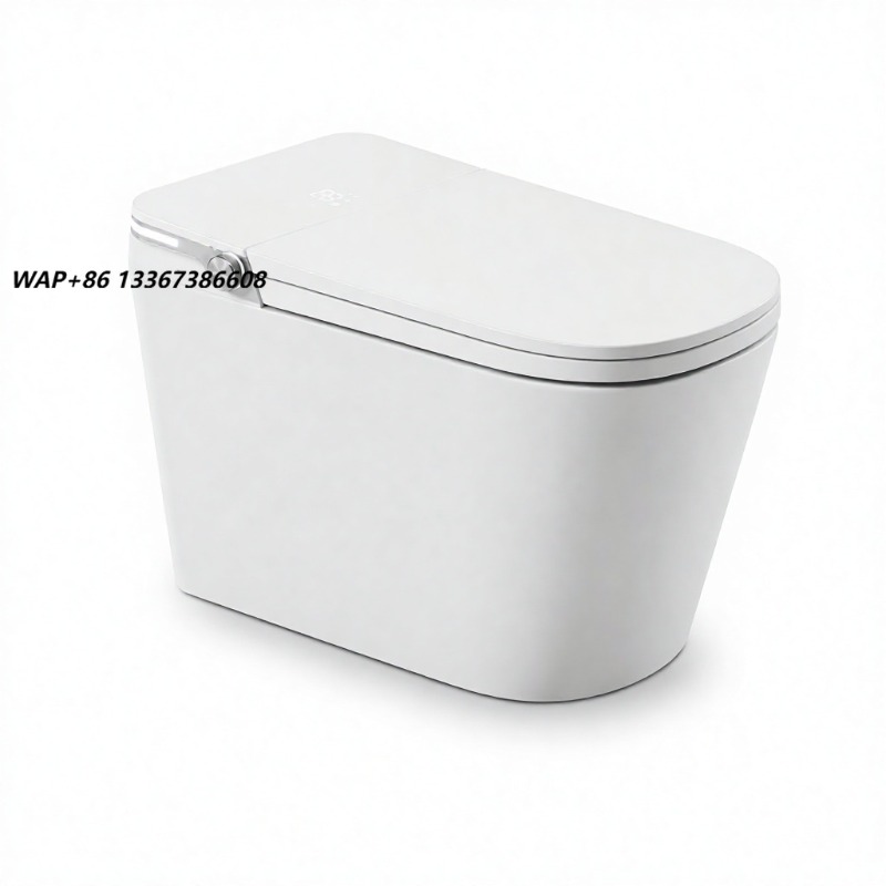 Smart Home Hotel - โถสุขภัณฑ์อัจฉริยะสีขาว ทรงสี่เหลี่ยม ติดตั้งบนพื้น พร้อมที่นั่งอุ่น ระบบเซ็นเซอร์เท้า ควบคุมผ่านแอป
