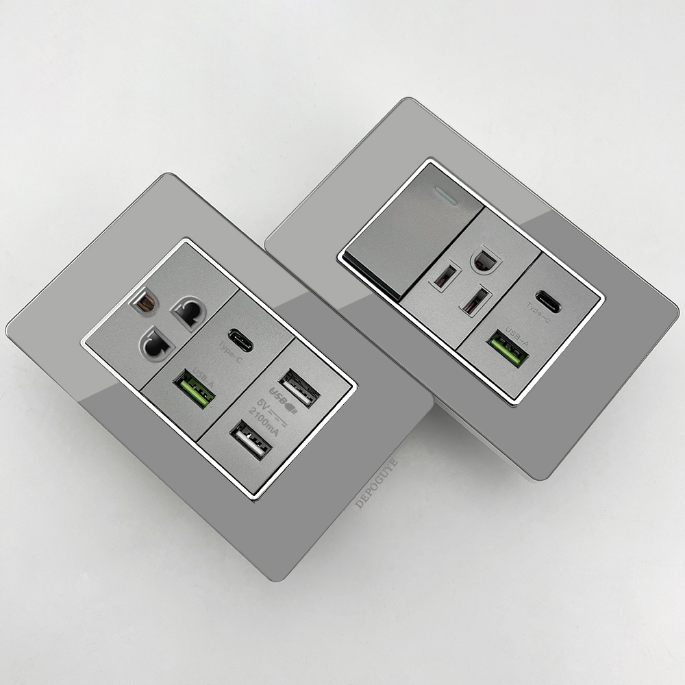 Smart Wall Socket - ปลั๊กไฟติดผนังแบบอเมริกันพร้อมพอร์ต USB Type-C กำลังไฟ 20W ชาร์จเร็วอัจฉริยะ