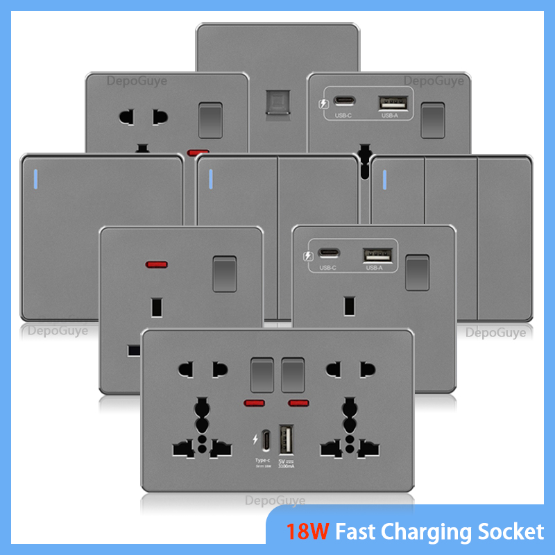 Smart Wall Socket - UK 13A พร้อม USB Type-c 18W