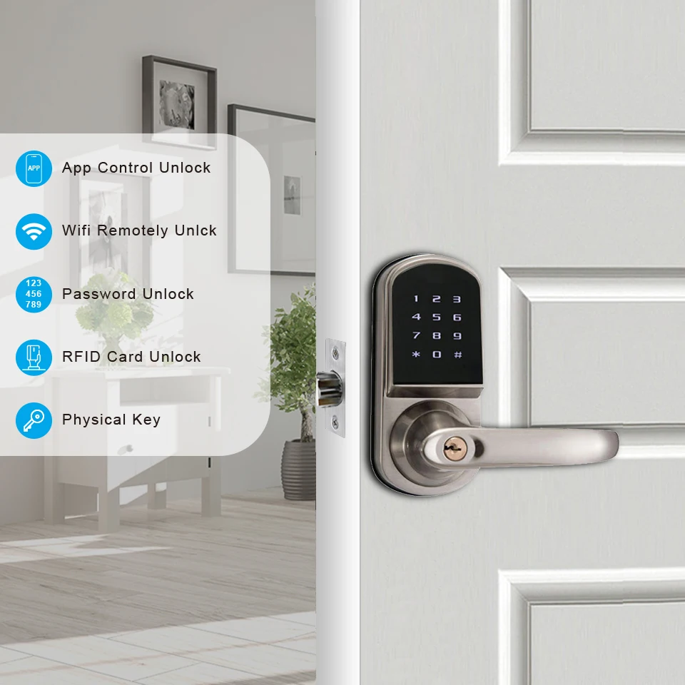 Airbnb Smart Home - กุญแจล็อคประตูอัจฉริยะโลหะผสมสังกะสี พร้อมแอป TTlock แป้นกดแบบสัมผัส สำหรับบ้าน อพาร์ทเมนท์