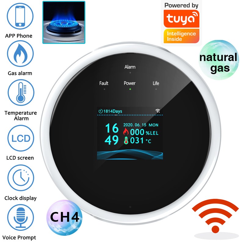 Smart Home Full System - เซ็นเซอร์เตือนแก๊สรั่ว 2.4G WiFi เครื่องตรวจจับแก๊สไวไฟ ใช้งานร่วมกับแอป Tuya/Smart