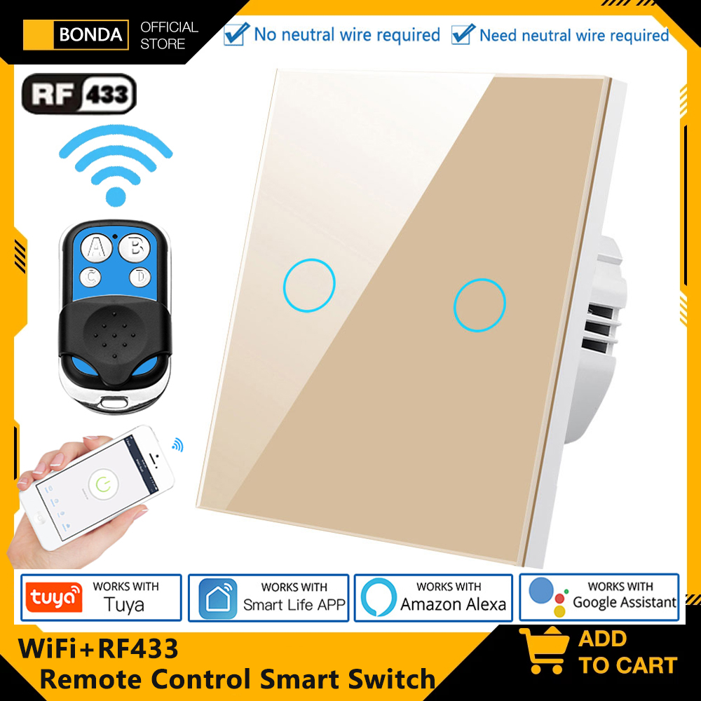 Smart Home For Living - Tuya EU WiFi + RF433 สมาร์ทรีโมทคอนโทรลสวิทช์ไม่จําเป็นต้องใช้สายไฟ
