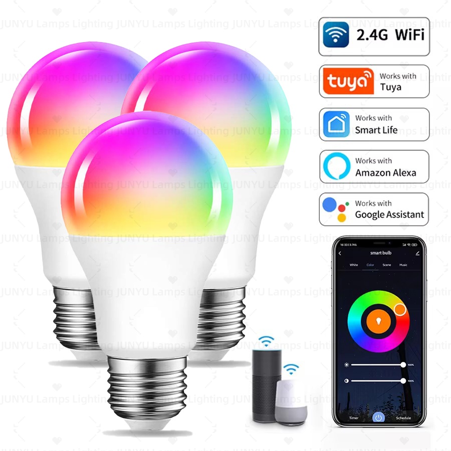 Smart Home Youtube - สมาร์ทหรี่แสงได้ RGB หลอดไฟ LED E27 WiFi