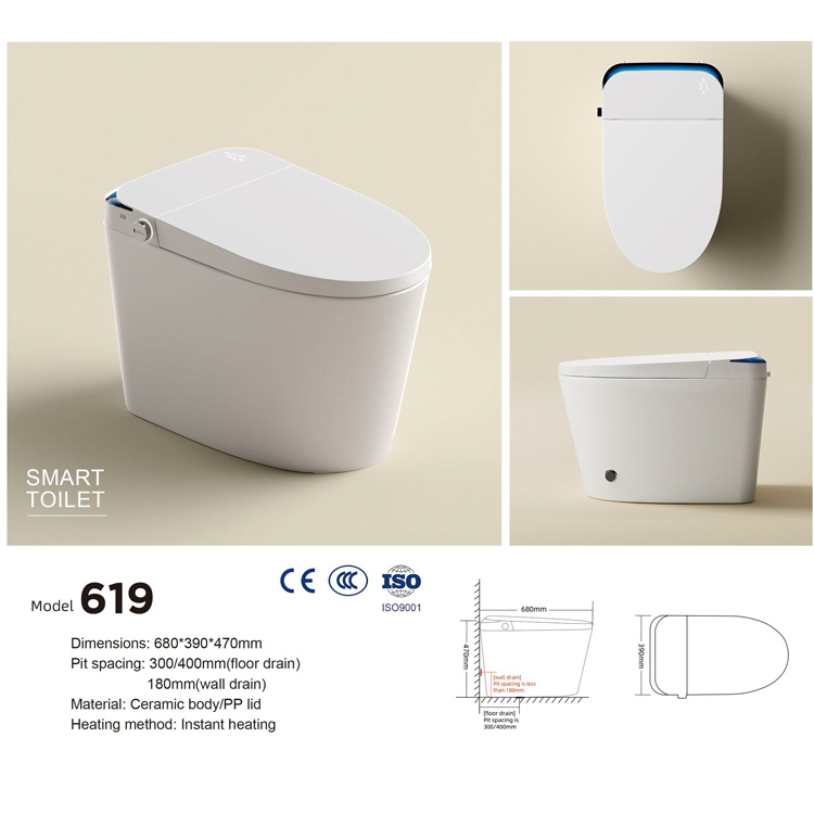 Smart Home Hotel - สุขภัณฑ์อัจฉริยะทรงสี่เหลี่ยมหรูหรา ระบบชำระล้างอัตโนมัติ เบาะอุ่น ฟังก์ชั่นบิเดต์ ป้องกันแบคทีเรีย ดีไซน์ทันสมัย