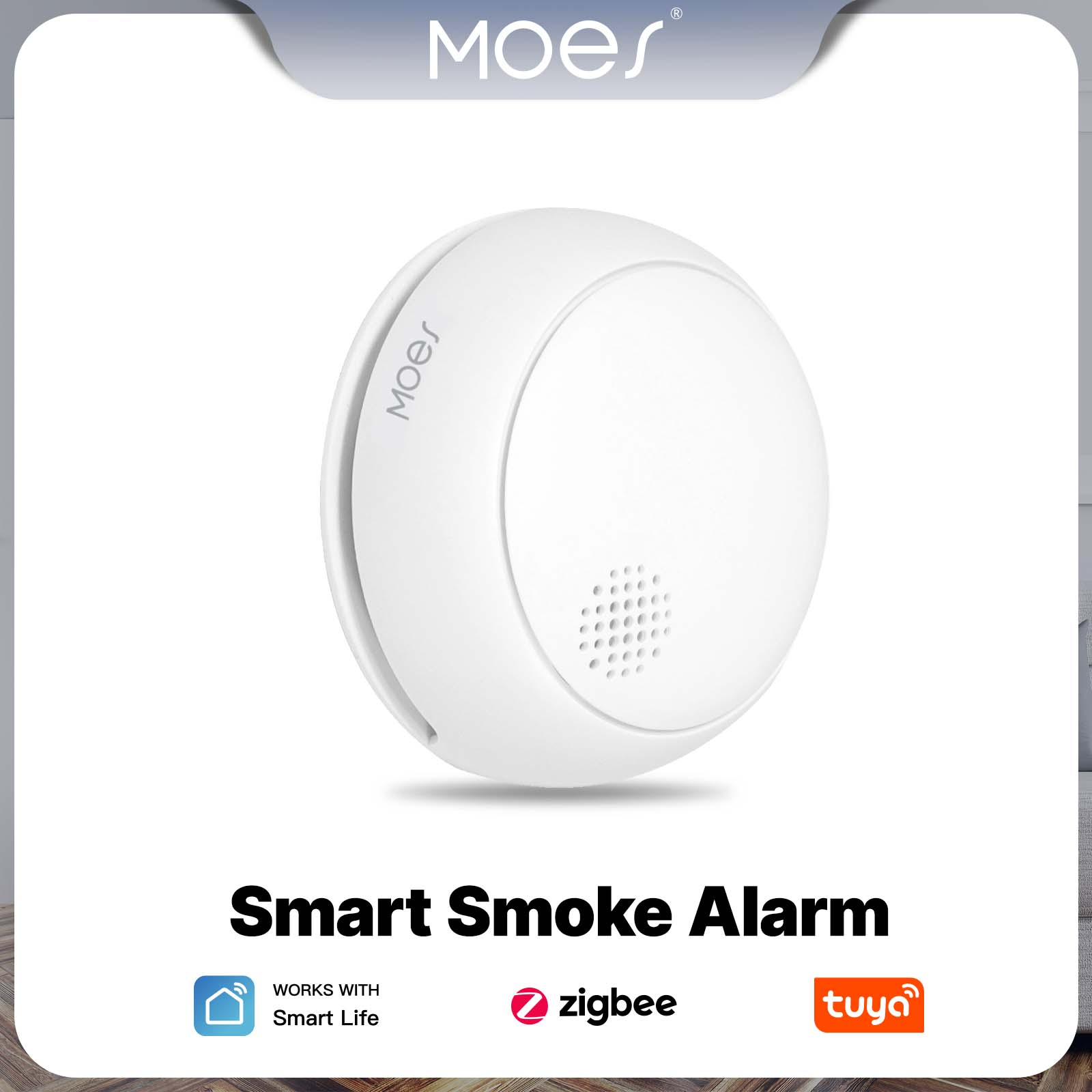Smart Home Kitchen - เครื่องตรวจจับควันไฟอัจฉริยะ MOES ZigBee ไร้สาย เสียงไซเรน 85