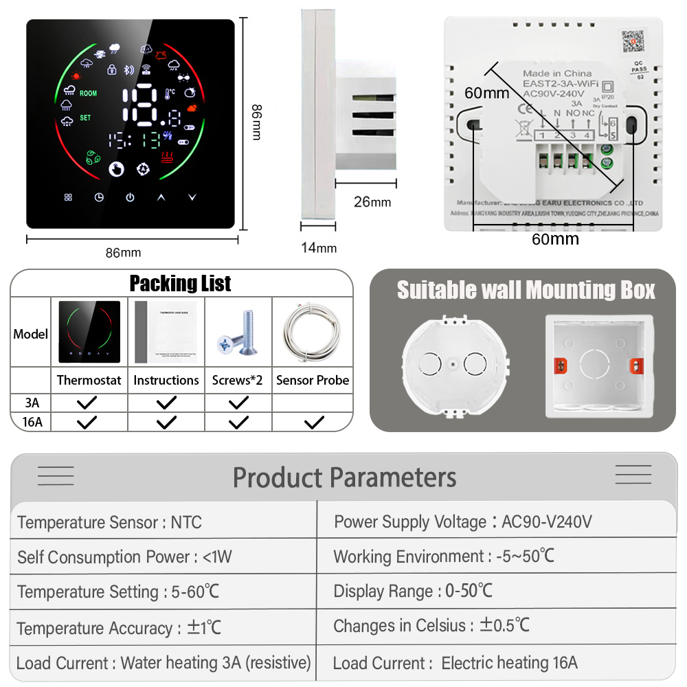 ERU Tuya WiFi Smart Thermostat - Smart Home Kitchen บทวิจารณ์และราคา