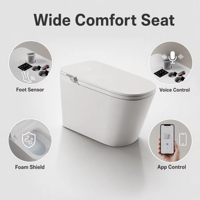 โถสุขภัณฑ์อัจฉริยะสีขาว ทรงสี่ - Smart Home Hotel บทวิจารณ์และราคา