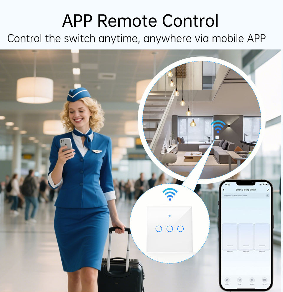 สวิตช์ไฟติดผนังแบบสัมผัส WiFi  - Smart Home Full System บทวิจารณ์และราคา