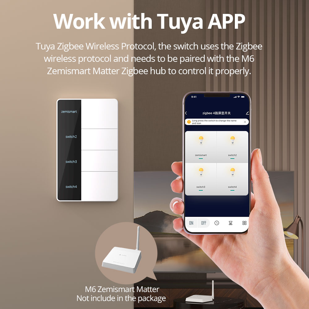 สวิตช์ไฟแบบกด 1234 Gang US Typ - Smart Home Zigbee บทวิจารณ์และราคา