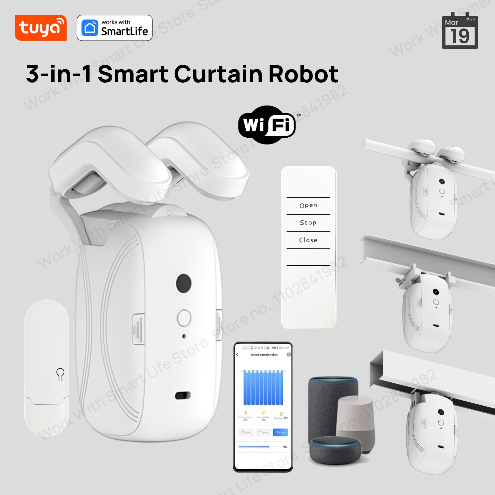 1/2 ชิ้น หุ่นยนต์ม่านอัจฉริยะ  - Smart Home Full System บทวิจารณ์และราคา